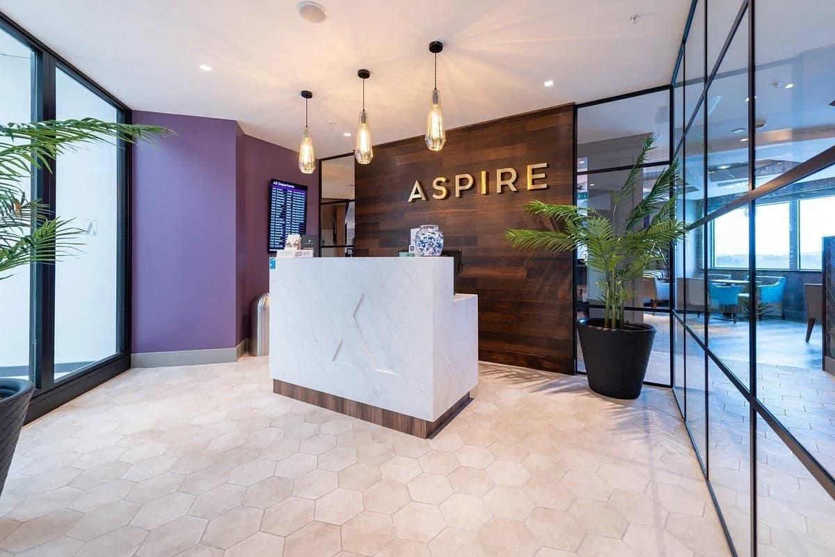 Completed reception area at the Aspire Lounge in Edinburgh Airport