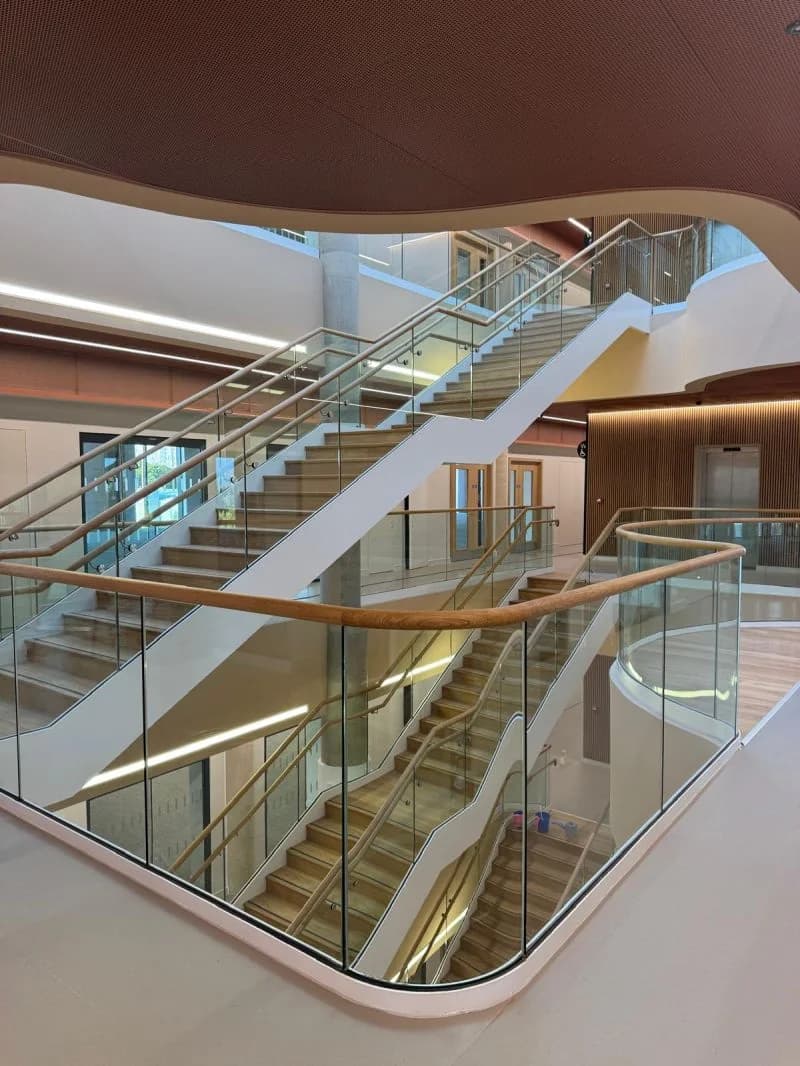 Completed central stairwell at the Kadans Health Innovation Hub