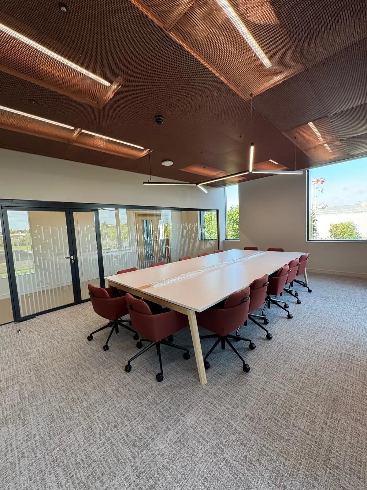 Finished meeting room and breakout space inside the innovation hub